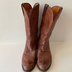 Men’s Lucchese Brown Leather Cowboy Boots Size 11.5